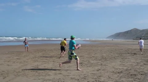 Playing Rugby on the Beach Video stock 47427968