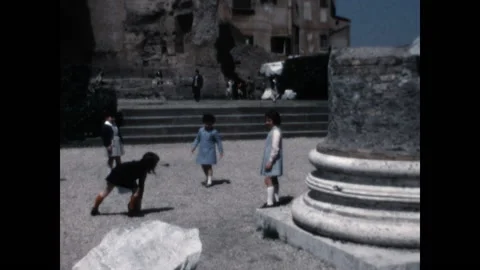 Playing in the Ruins 1967 Stock Footage 158061328