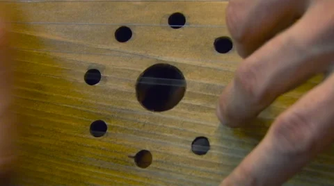 Playing on Russian Traditional Stringed Instrument Closeup Stock Footage 65434759