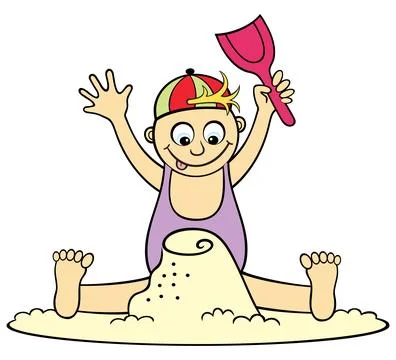 Playing in sand Stock Illustration
