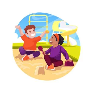 Playing with sand isolated cartoon vector illustration. Stock Illustration