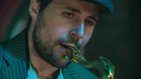 Playing saxophone beautifully Stock Footage 112199512