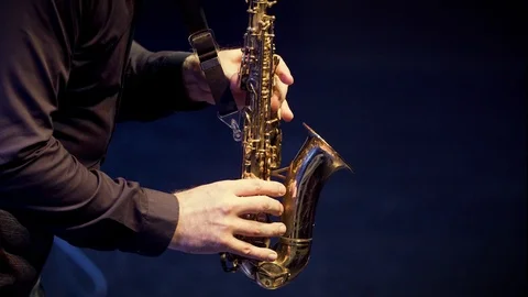 Playing saxophone close up Stock-Footage 107798989