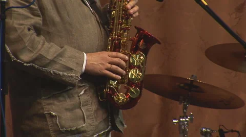 Playing the saxophone Stock Footage 4280618