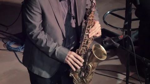 Playing the saxophone Stock Footage 80391278