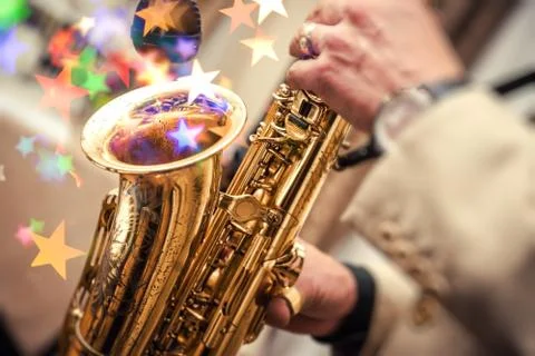 Playing saxophone Stock Photos
