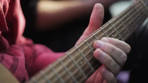 Playing six strings guitar Stock Footage 144184451