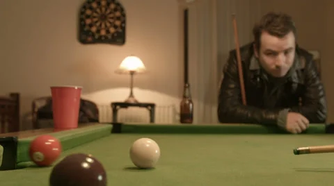 Playing Snooker Ball 3 in the hole Stock Footage 33471096