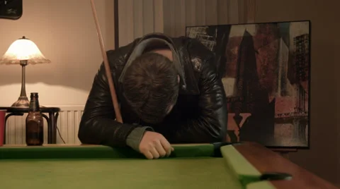 Playing Snooker Loosing the game Stock Footage 33472937