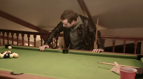 Playing Snooker Missing the Hole Stock Footage 33471251