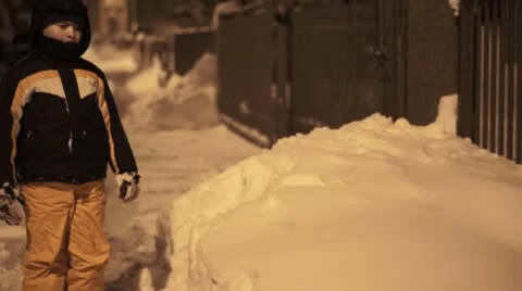 Playing In The Snow 006 Stock Footage 12766885