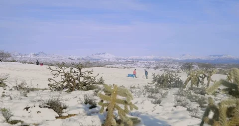 Playing with the Snow in the Desert Video stock 104225593