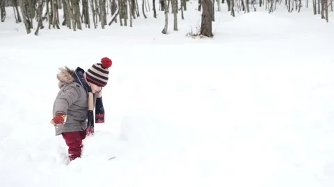 Playing in the snow Stock Footage 270491174