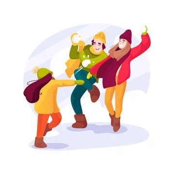 Playing snowballs isolated cartoon vector illustration. Stock Illustration