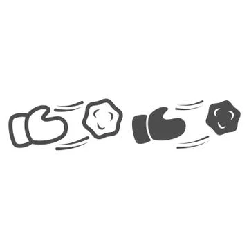 Playing snowballs line and solid icon, New Year concept, winter seasonal fun Stock Illustration