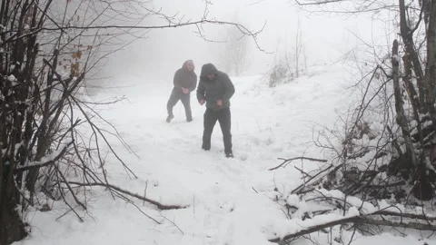 Playing snowballs in winter Stock Footage 265097614
