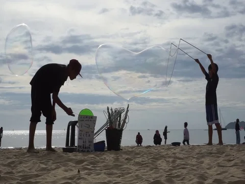 Playing soap bubble Stock Footage 124826896