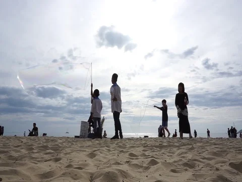 Playing soap bubble Stock Footage 124827016