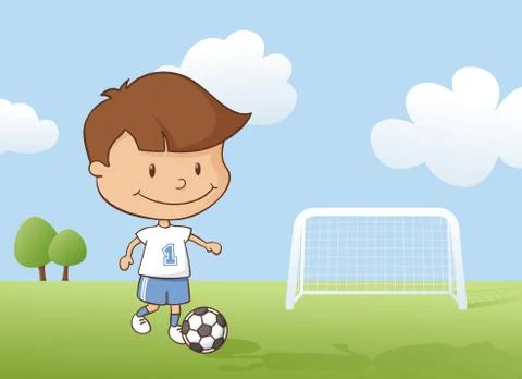 Playing soccer boy Stock Illustration