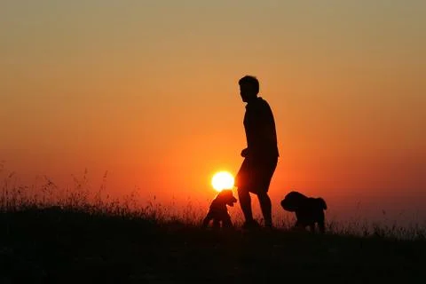 Playing at sunset Stock Photos