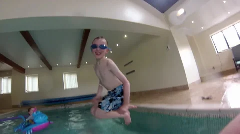 Playing in a Swimming pool Stock Footage 46726331