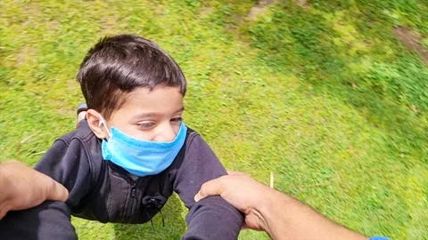 Playing ,swing, dancing circle, circling the child, enjoying and cheers in pa Stock Footage 220477955
