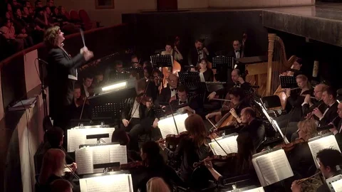 Playing of the Symphony orchestra. Stock Footage 72112805