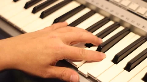 Playing on synth close -up Stock Footage 40054931