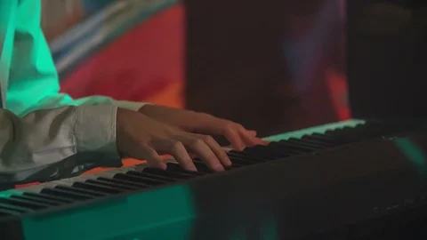 Playing a synth Stock Footage 112196624