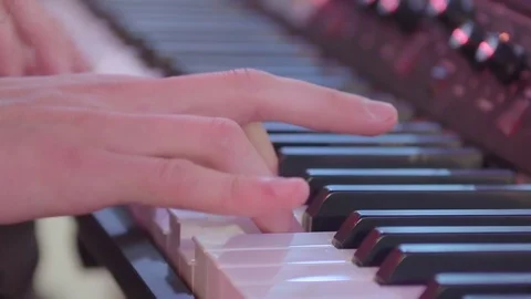 Playing Synthesiser On a Stage Close Up Stock Footage 101848266