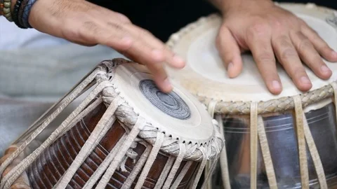 Playing the tabla - drums. Stock Footage 98746762