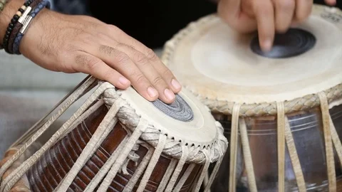 Playing the tabla - drums. Stock Footage 98746800