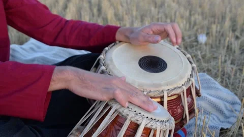 Playing the tabla drums Stock Footage 236198942