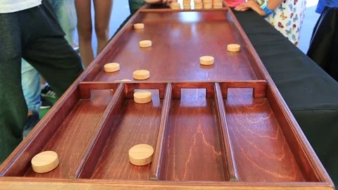 Playing table game with wooden chips Stock Footage 77125021