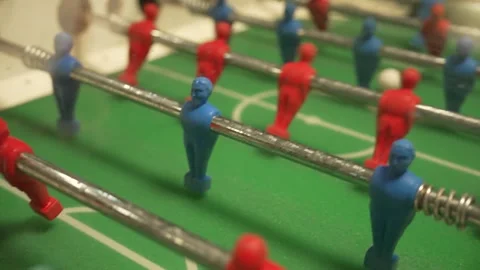 Playing Table Soccer Game Stock Footage 328952697