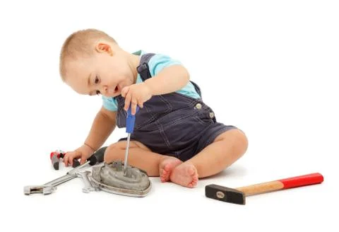 Playing with tools Stock Photos