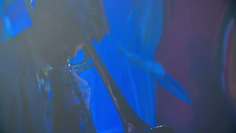 Playing a trombone Stock Footage 112196494