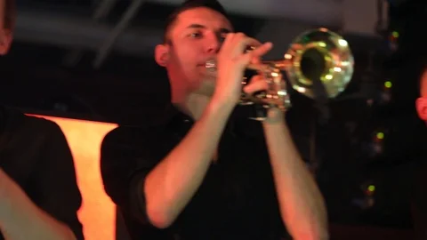 Playing the trumpet Stock Footage 106892494