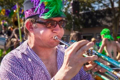 Playing Trumpet In the Summer Solstice Parade Stock Photos