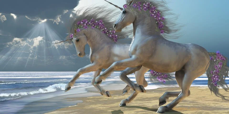 Playing unicorns part 2 Stock Illustration