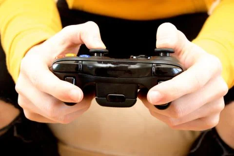 Playing a video game Stock Photos