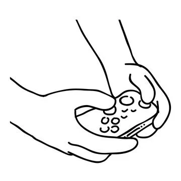 Playing video game vector line art Stock Illustration