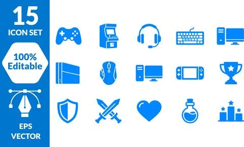 Playing Video Games Gaming Icon Bundle Collection Vector Illustration Desig.. Stock Illustration