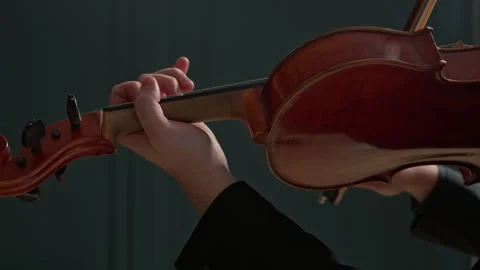 Playing the violin. Close-up of the musician's hands with selective focus. Stock Footage 298284091