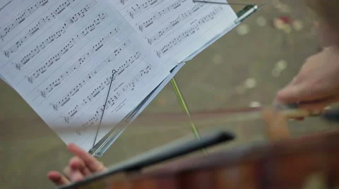 Playing violin outdoors Stock Footage 45328509