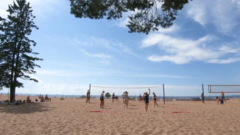 Playing volleyball Stock-Footage 135902708