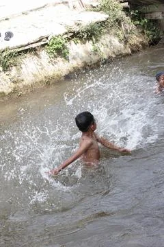 Playing Water in the River Stock Photos