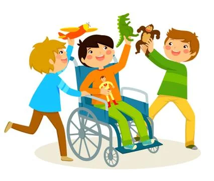 Playing in a wheelchair Ilustración de archivo