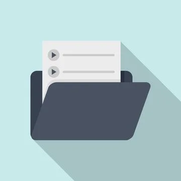 Playlist folder icon flat vector. Music play Illustrazione stock