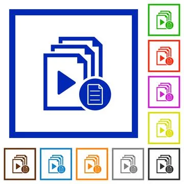 Playlist properties flat framed icons Illustrazione stock